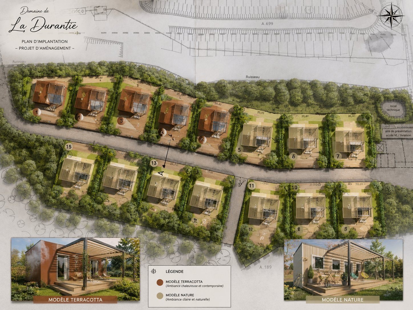 Plan d'implantation des Lodges de La Durantie